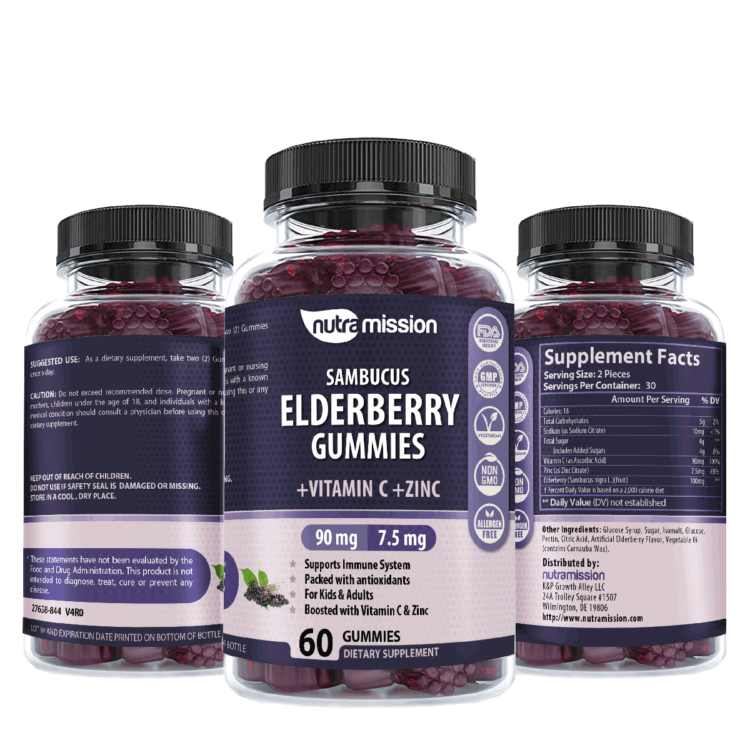 SAMBUCUS ELDERBERRY GUMMIES+VITAMIN C+ZINC NutraMission